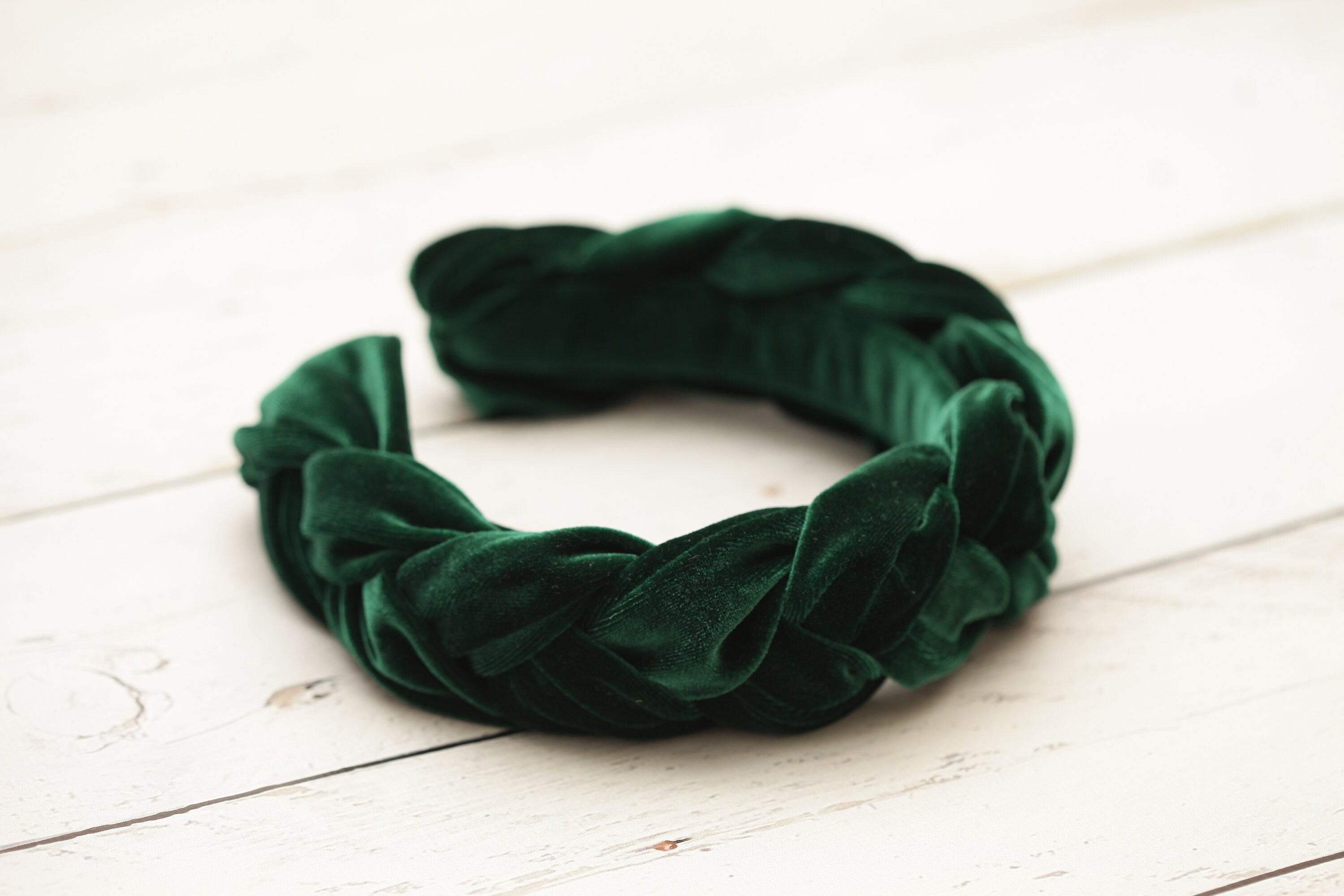 Emerald green velvet braided headband Plaited headband Velvet Etsy