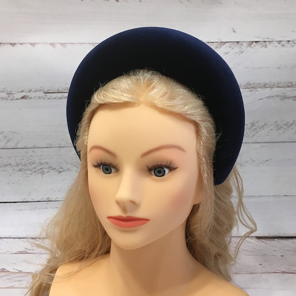 Navy blue puffy headband Thick headband Large velvet headband Wide headband Navy blue headband Navy fascinator Halo headband