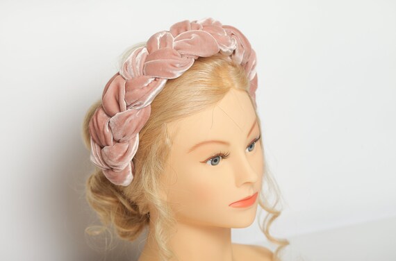 French Velvet Braid Headband Peach Braided French Velvet Headband