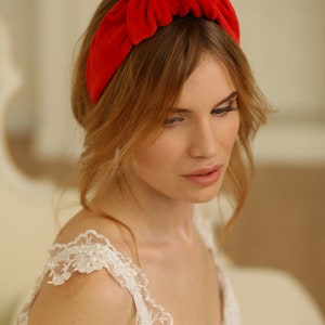Red Top Knot Headband Female Knot Headband Manual Headband No Sliding Headband Large Headband Knotted Headband