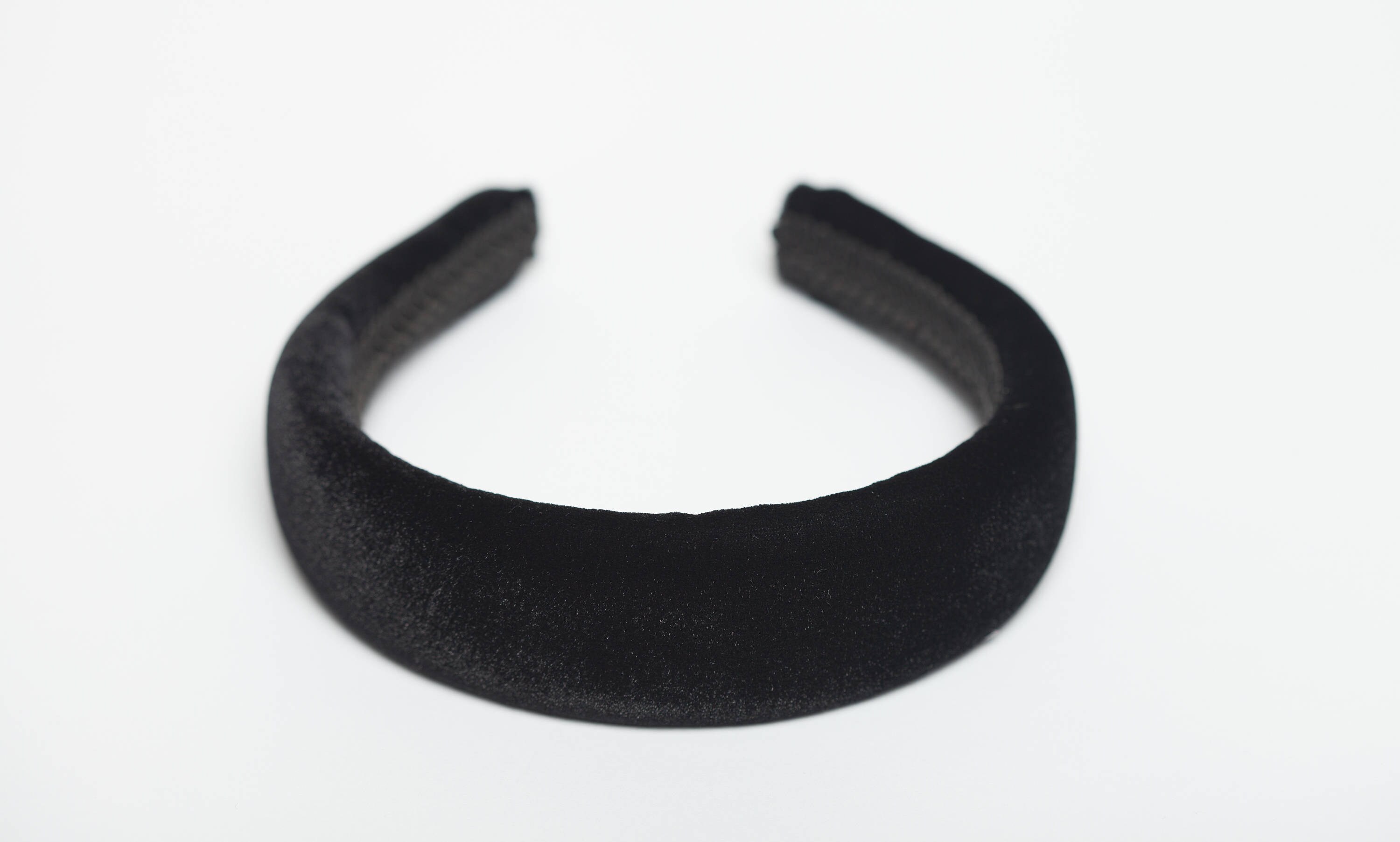 Wide black velvet headband 3 cm Wide black padded headband Etsy