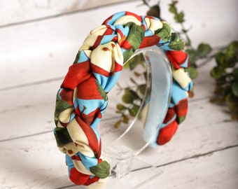 Fashion headband Print braided headband Padded apple print headband Designer hairband Women headband Fashion headband Summer headband