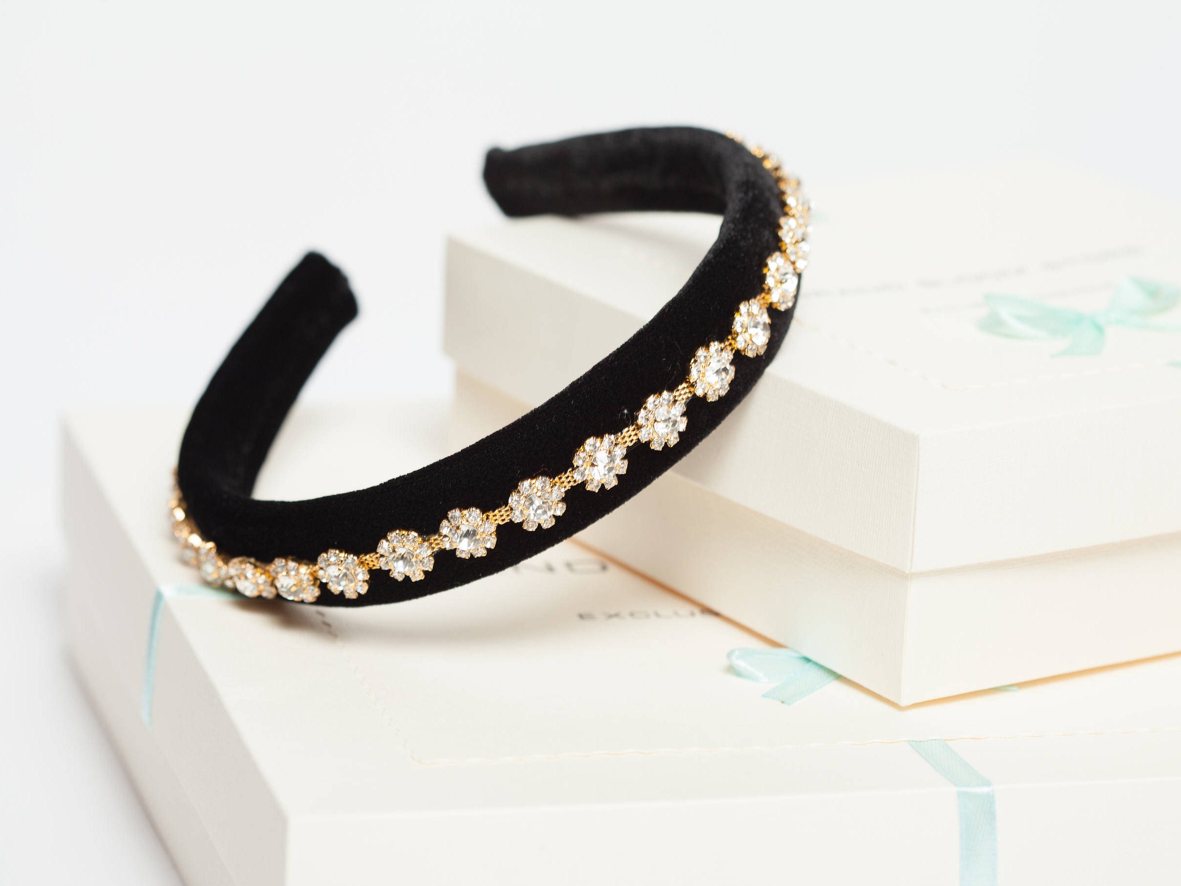 Jewelled rhinestone headband Black padded rhinestone headband Etsy