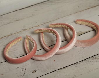 Blush Pink Velvet Padded Headband With Gold Chain Detail - Etsy display picture 1