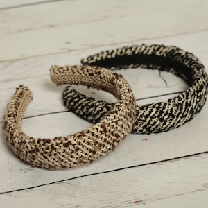 Winter headbands for women Brown/Black winter headband Wool headband Padded headband Tweed headband Hairband women  headband adult