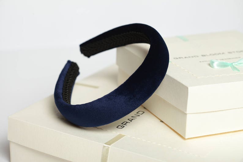 Navy Blue Padded Headband Navy Blue Velvet Headband Navy Blue Etsy