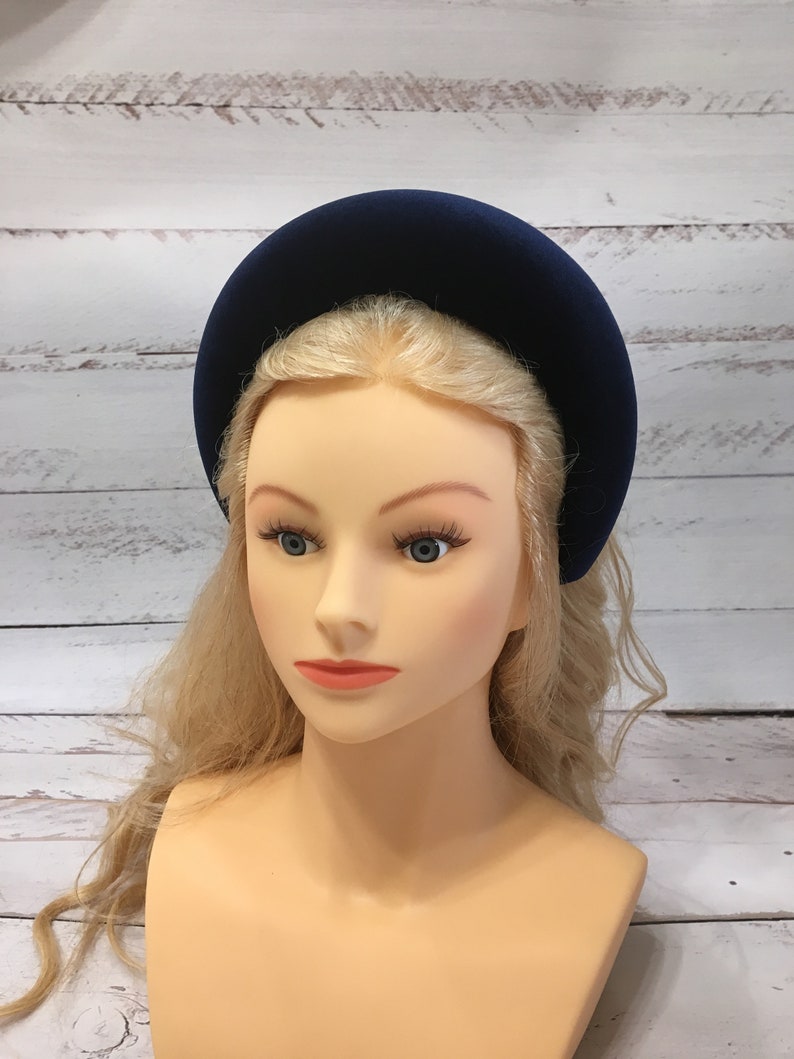 Navy Blue Soft Velvet Padded Headband Big Duchess Headband Etsy