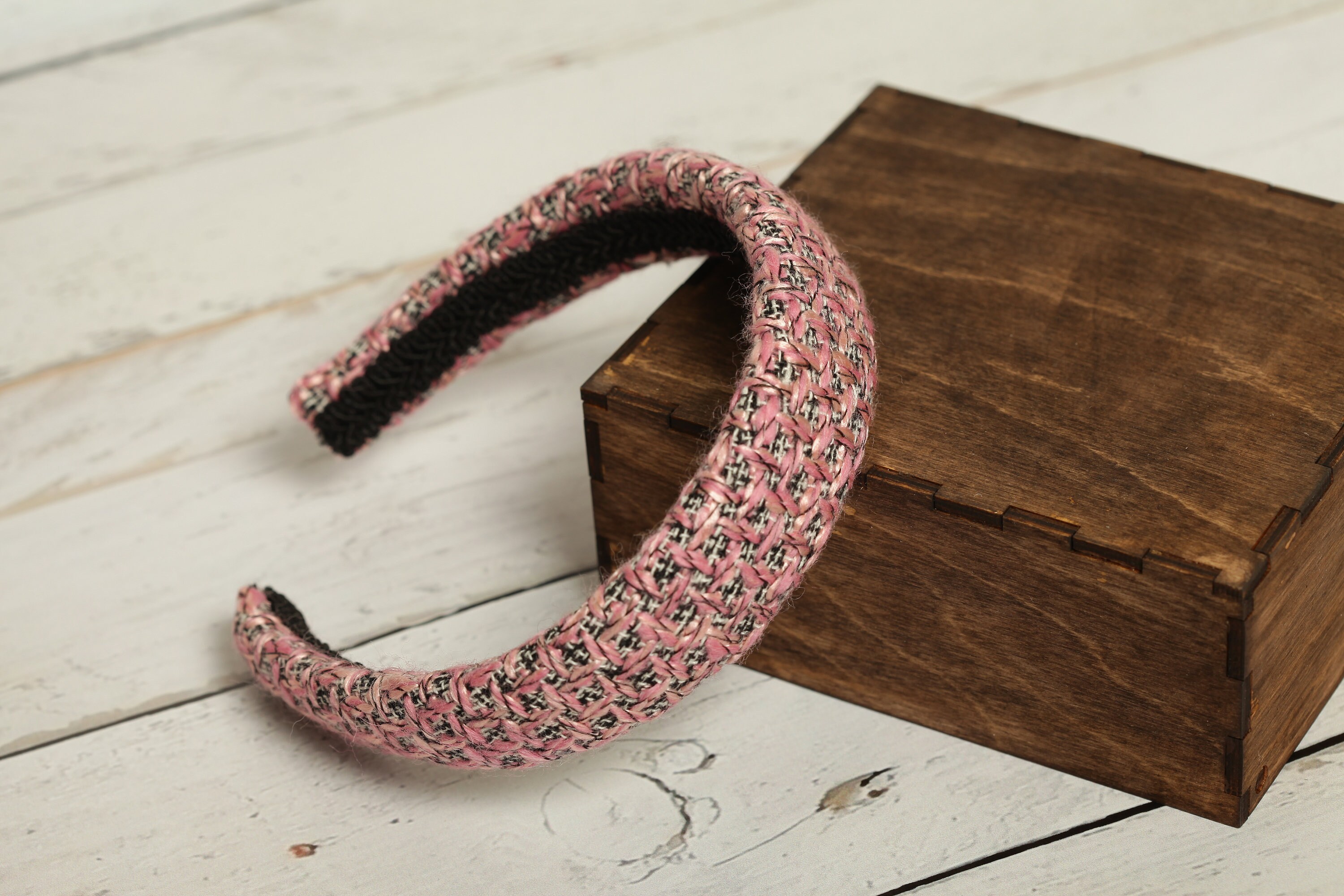 Pink Tweed Padded Headband, Winter Accessory - Etsy