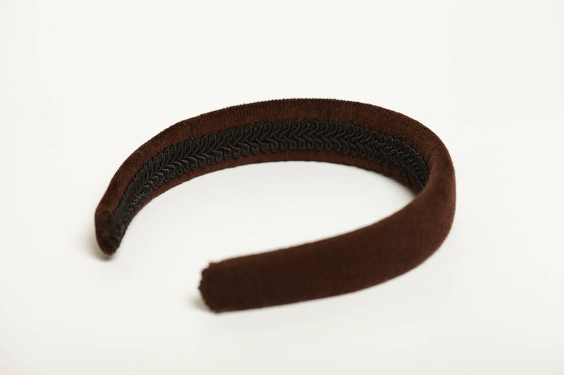 Brown Velvet Padded Headband Classic Brown Headband Adult Hair Etsy