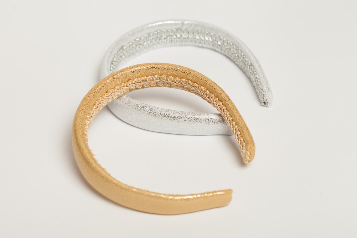 Gold padded headband Girl headband Fabric covered headband Etsy