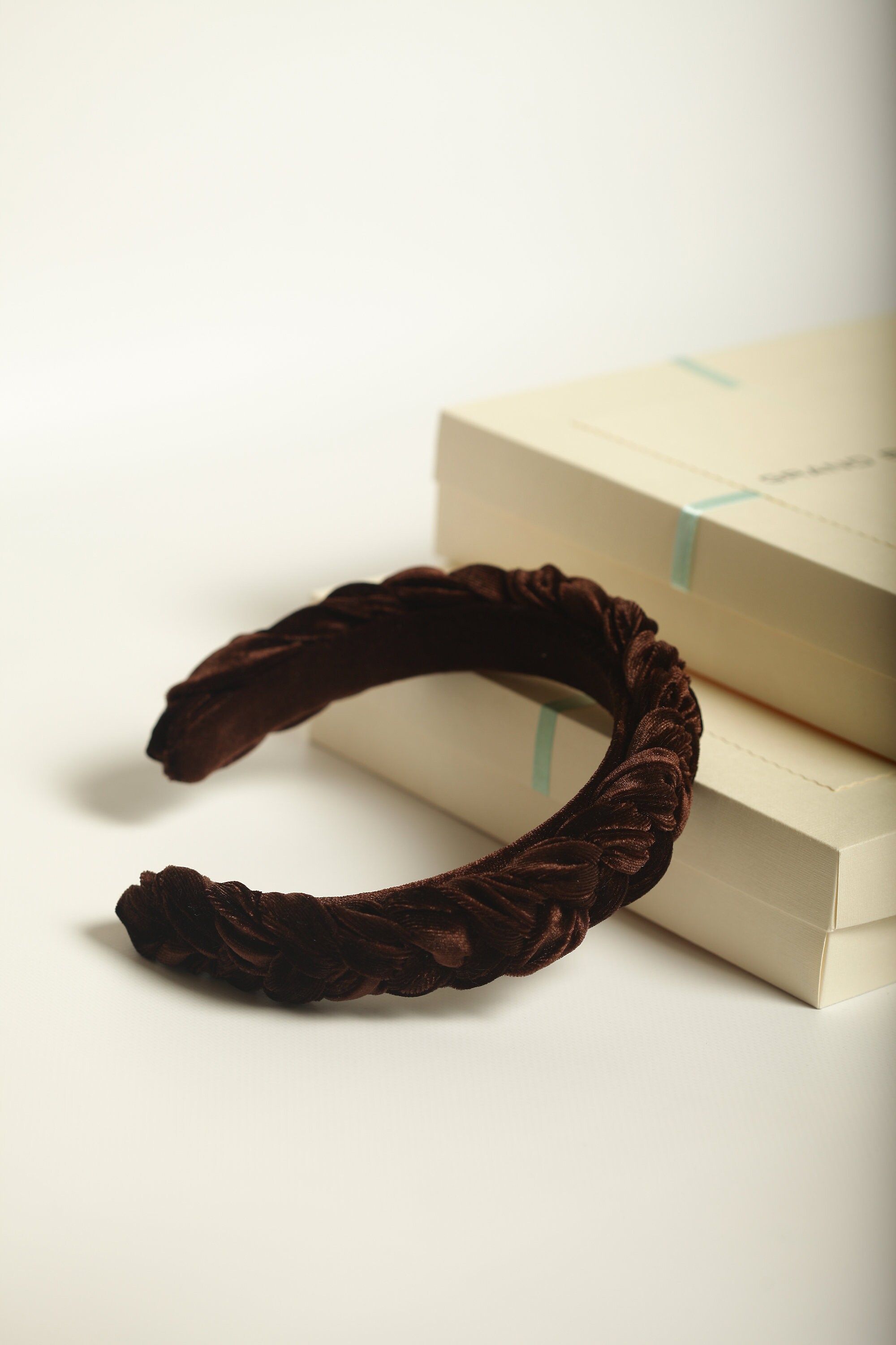Thin brown braided headband Velvet braided hairband Сhocolate Etsy