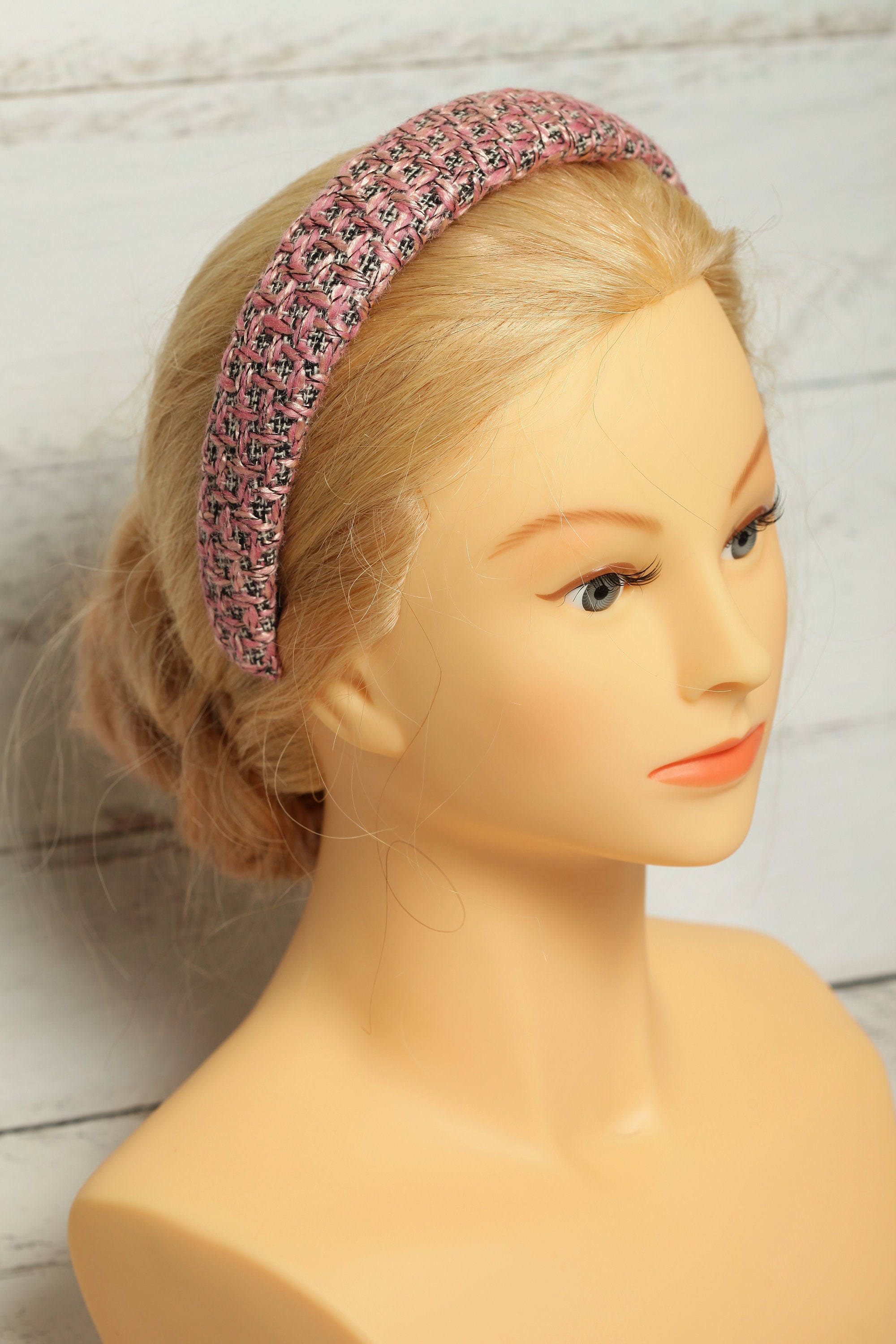 Pink Tweed Padded Headband, Winter Accessory - Etsy display picture 3