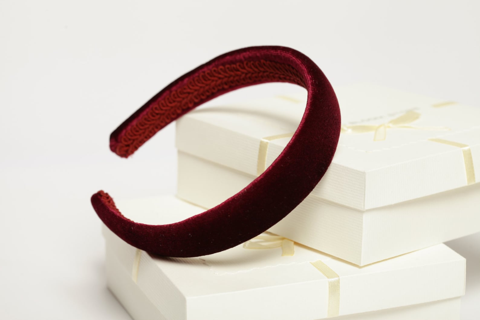Mathilde Velvet Bow Headband - Burgundy