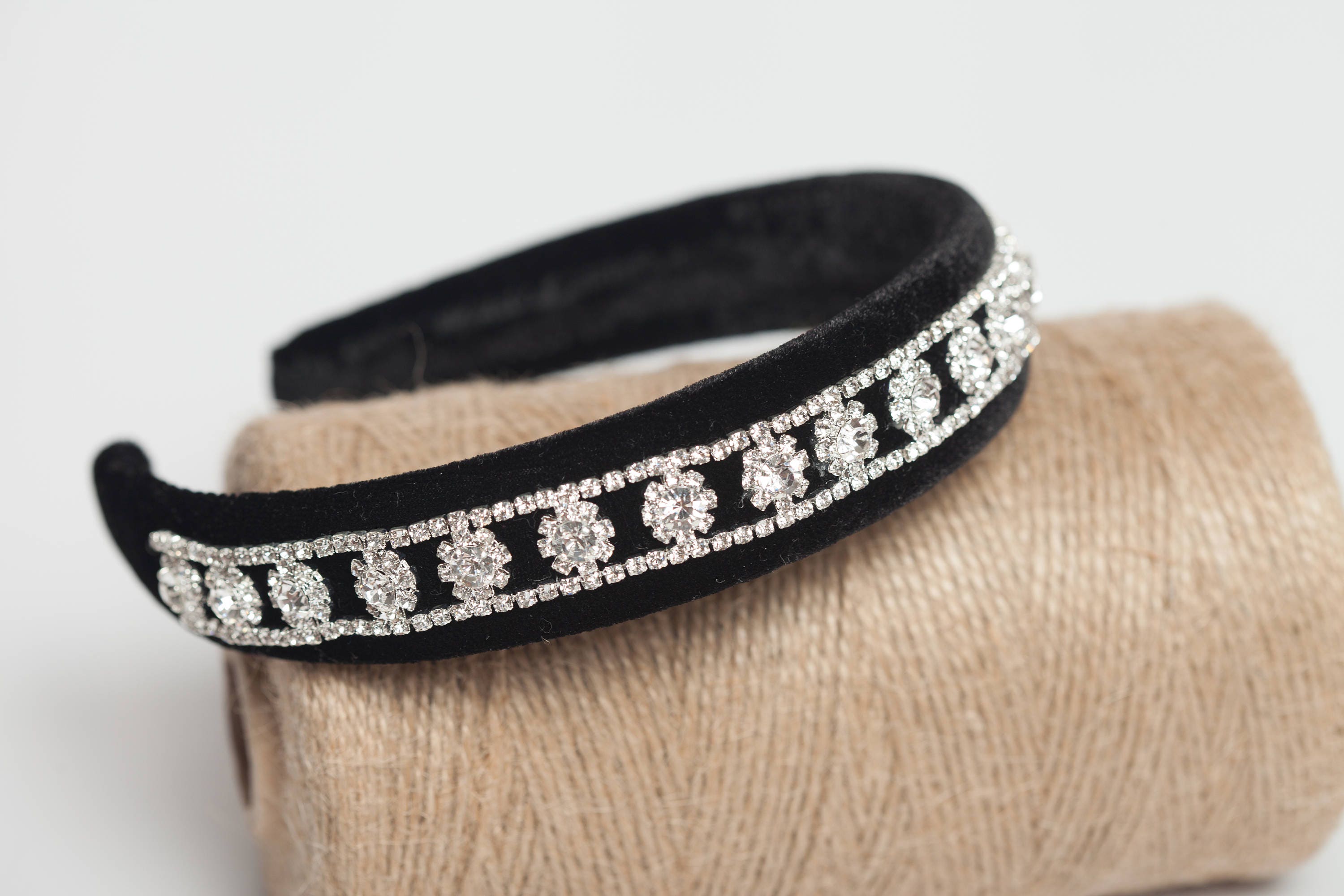 Jewelled Rhinestone Headband Black Padded Rhinestone Headband Etsy