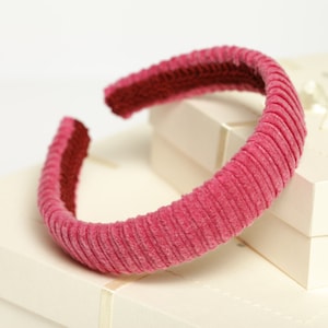 Classic headband Padded headband Pink womens headband Velvet headband