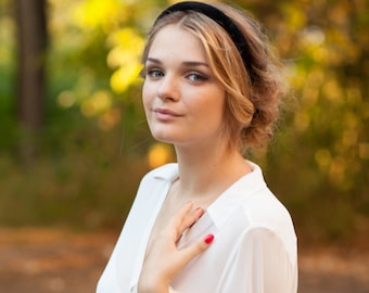 Black velvet headband Classic velvet headband Black padded headband Preppy Teen girl headband