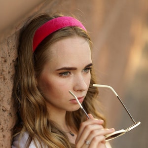 Hot pink padded velvet headband Traditional velvet headband Classic headband 3 cm/2.5cm/2 cm wide
