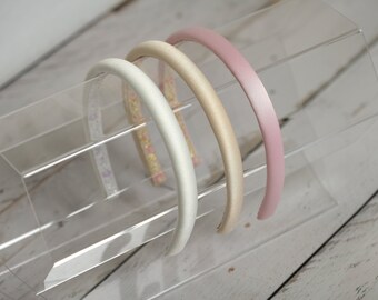 Skinny headband Thin satin padded headbands 1 cm wide Classic women headbands-pink satin headband,golden beige,white hairbands