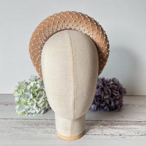 Crystal padded headband Rhinestone headband Sparkly headband Designer headband  beige headband Halo headband