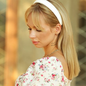 White satin padded headband Bridal satin hair band Bridesmaid headband White alice band image 3