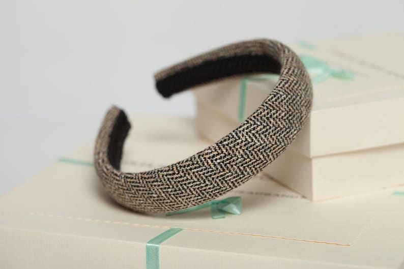 Brown wool padded headband Classic brown headband Brown Etsy