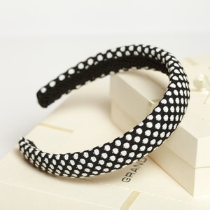Polka Dot Padded Headband - Black & White Alice Band
