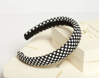Black Polka Dots Padded Headband,headbands for Women,polka  display picture 2