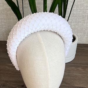 Crystal padded headband Rhinestone headband Sparkly headband Designer headband White headband Halo headband