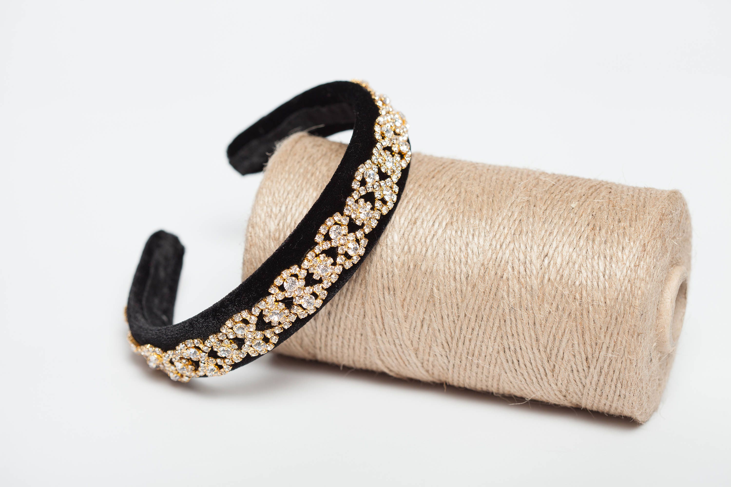 Rhinestone beaded velvet headband Jeweled velvet headband Etsy