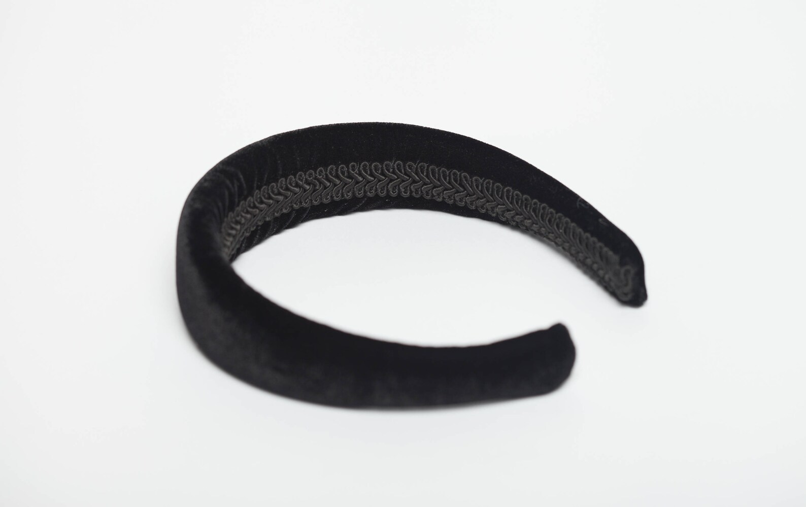 Wide black velvet headband 3 cm Wide black padded headband Etsy