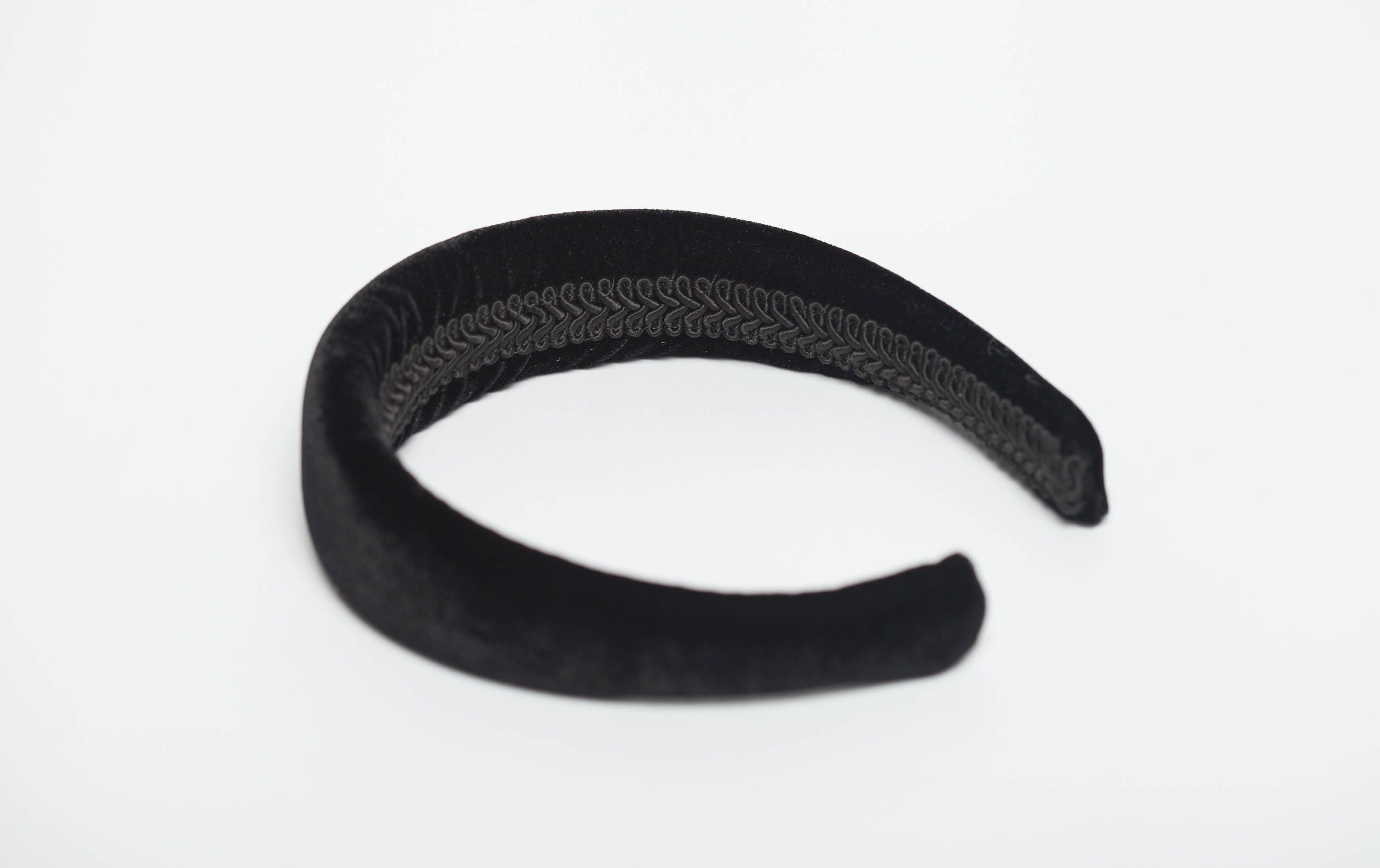 Wide black velvet headband 3 cm Wide black padded headband Etsy