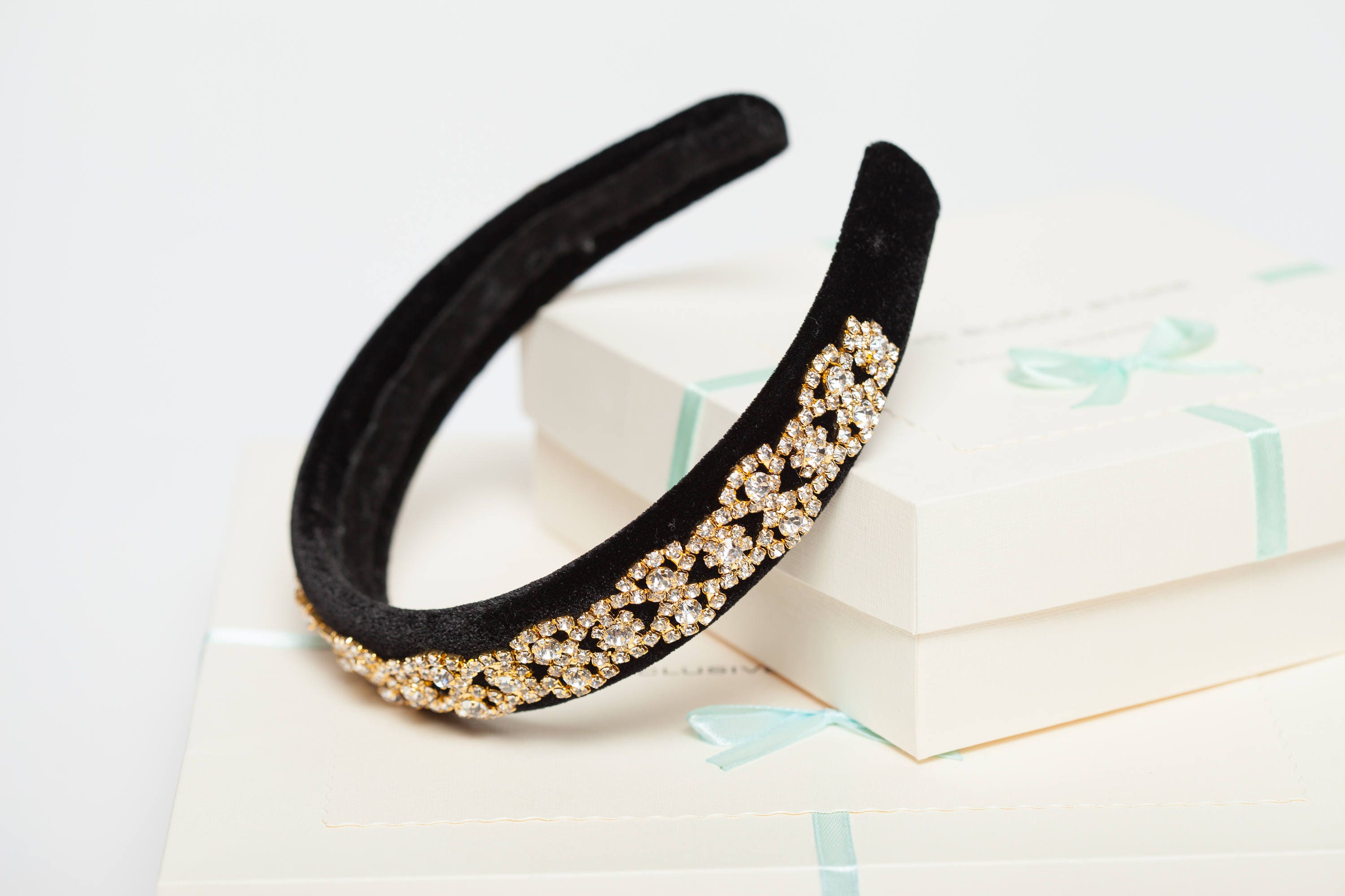 Rhinestone beaded velvet headband Jeweled velvet headband Etsy