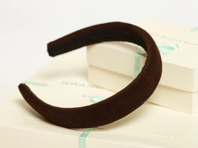 Brown Velvet Padded Headband Classic Brown Headband Adult Hair - Etsy
