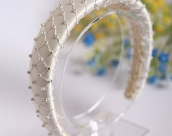 White headband Crystal padded headband Sparkly headband Designer headband