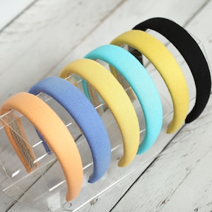 Colorful Linen Headbands - Set of 6 - Peach, Light Blue, Yellow, Turquoise, Mustard, Black - Variety in Width - Women&#39;s Hair Accessory