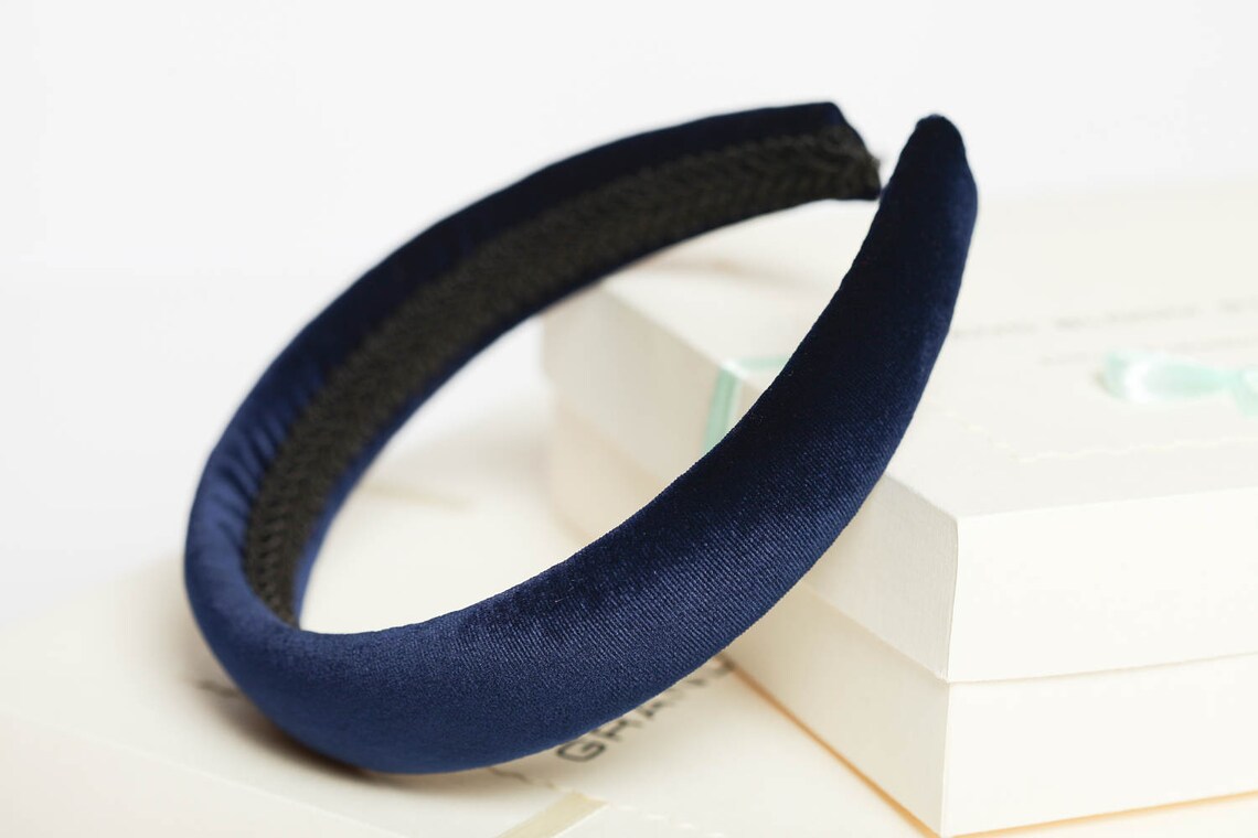 Navy Blue Padded Headband Navy Blue Velvet Headband Navy Blue Etsy
