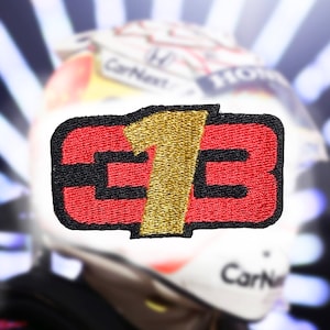 Max Verstappen World Champion &#39;33&#39; Gold &#39;1&#39; Slanted Number Iron-on Patch