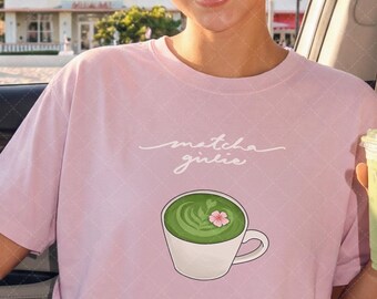 Matcha Girly Clipart, Pink Illustration, Green Tea Lover Art (PNG Sublimation)