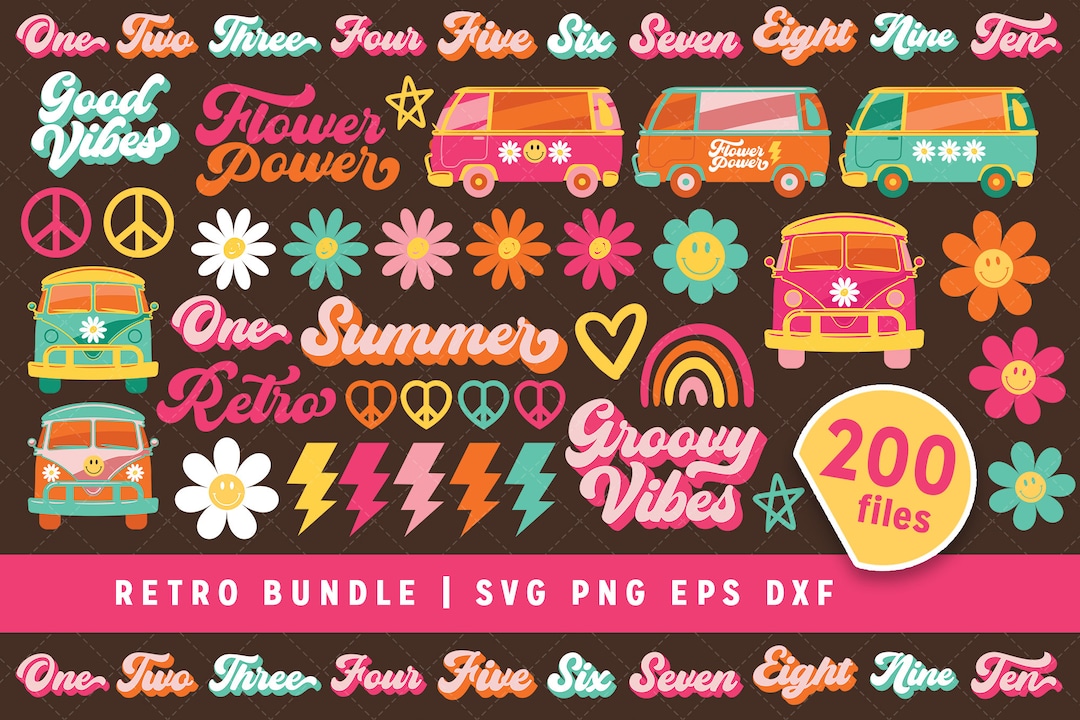 Retro Daisy SVG Bundle, Hippie Shirt Design, Summer Retro Clipart ...