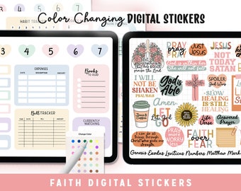 Faith Digital Stickers, Christian Planner, Bible Journal (PNG, GoodNotes)