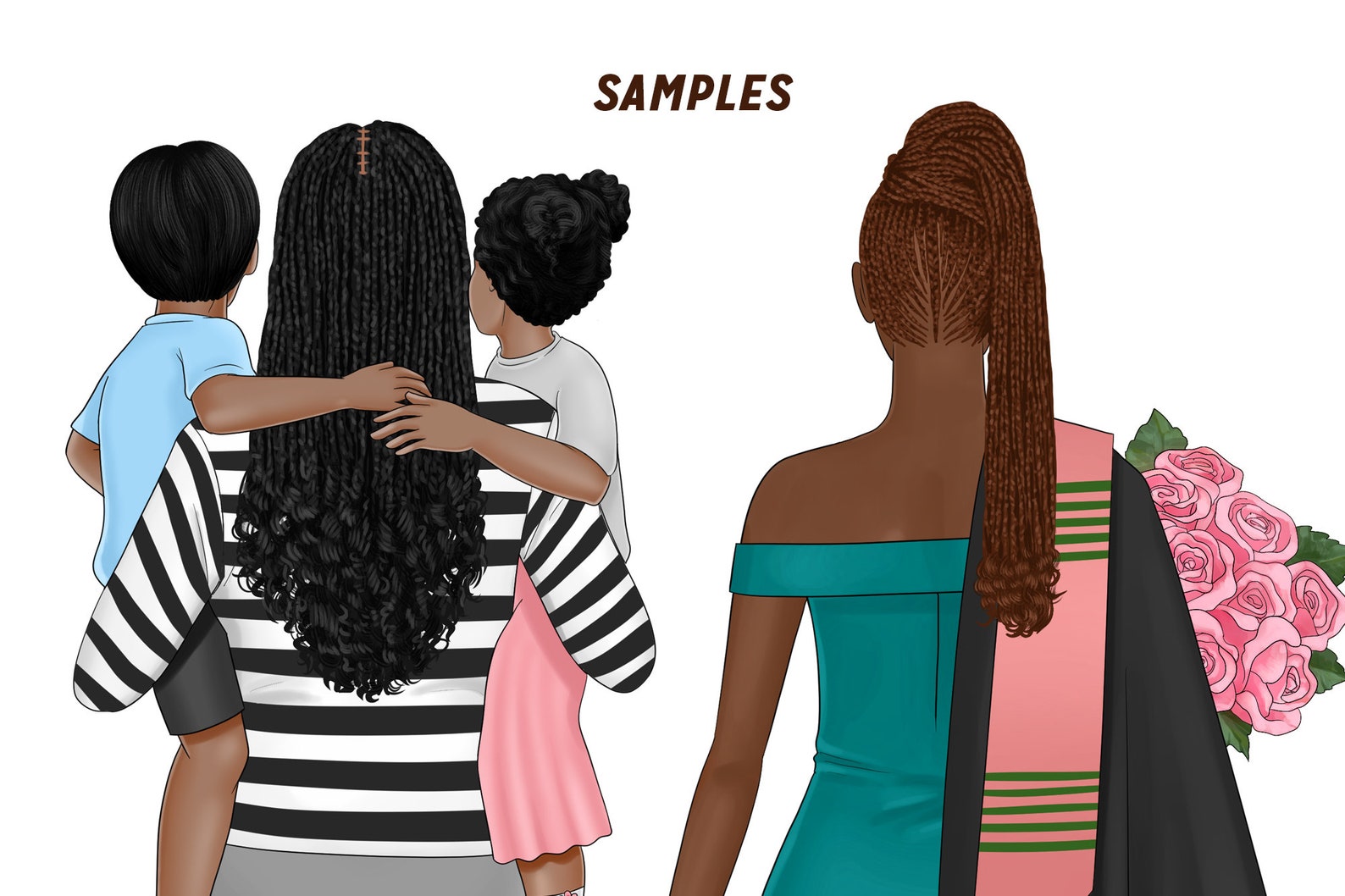 Hair clipart Natural Hair Long Hairstyle Box Braid Clipart Etsy