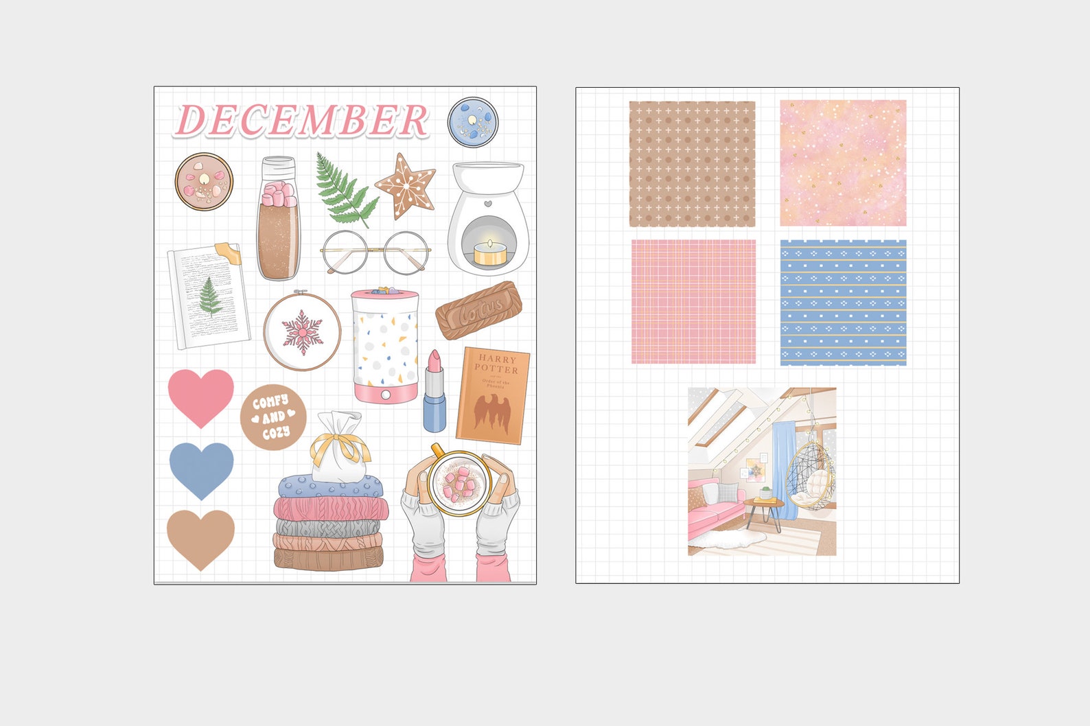 Winter Cozy Home Digital Stickers | Goodnotes Planner (PNG) - Etsy