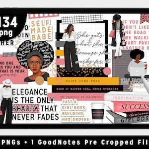 Black Girl Digital Stickers for GoodNotes Planner