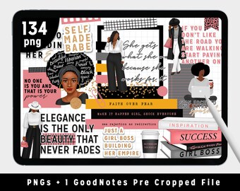 Black Girl Digital Stickers for GoodNotes Planner