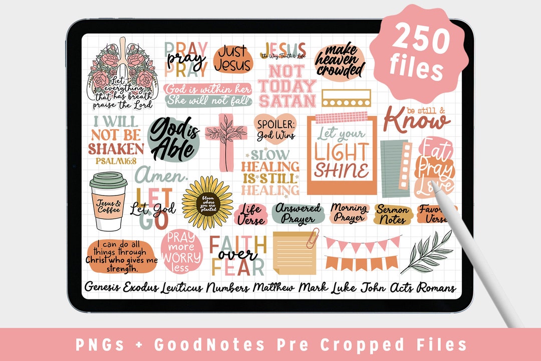 Faith Digital Stickers for Goodnotes, Christian Stickers, Bible Reading