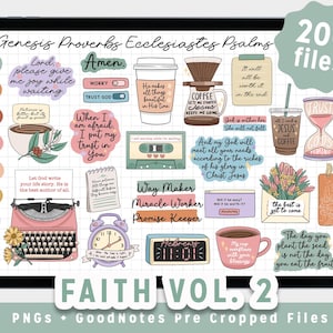 Devotional Digital Sticker, Faith Journal, Jesus Diary, Daily Life, Essential Notes, Walk by Faith, PNG file,