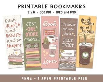 Book Lover Printable Bookmarks, Coffee, Typewriter (Digital Bookish)