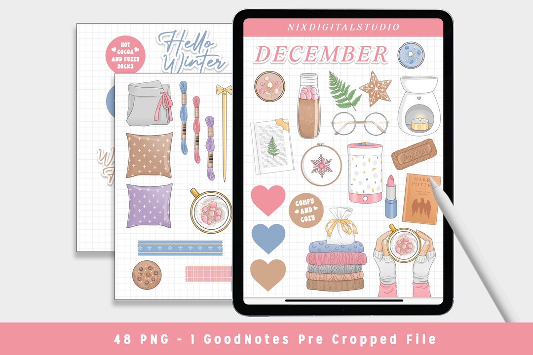 Winter Cozy Home Digital Stickers | Goodnotes Planner (PNG) - Etsy