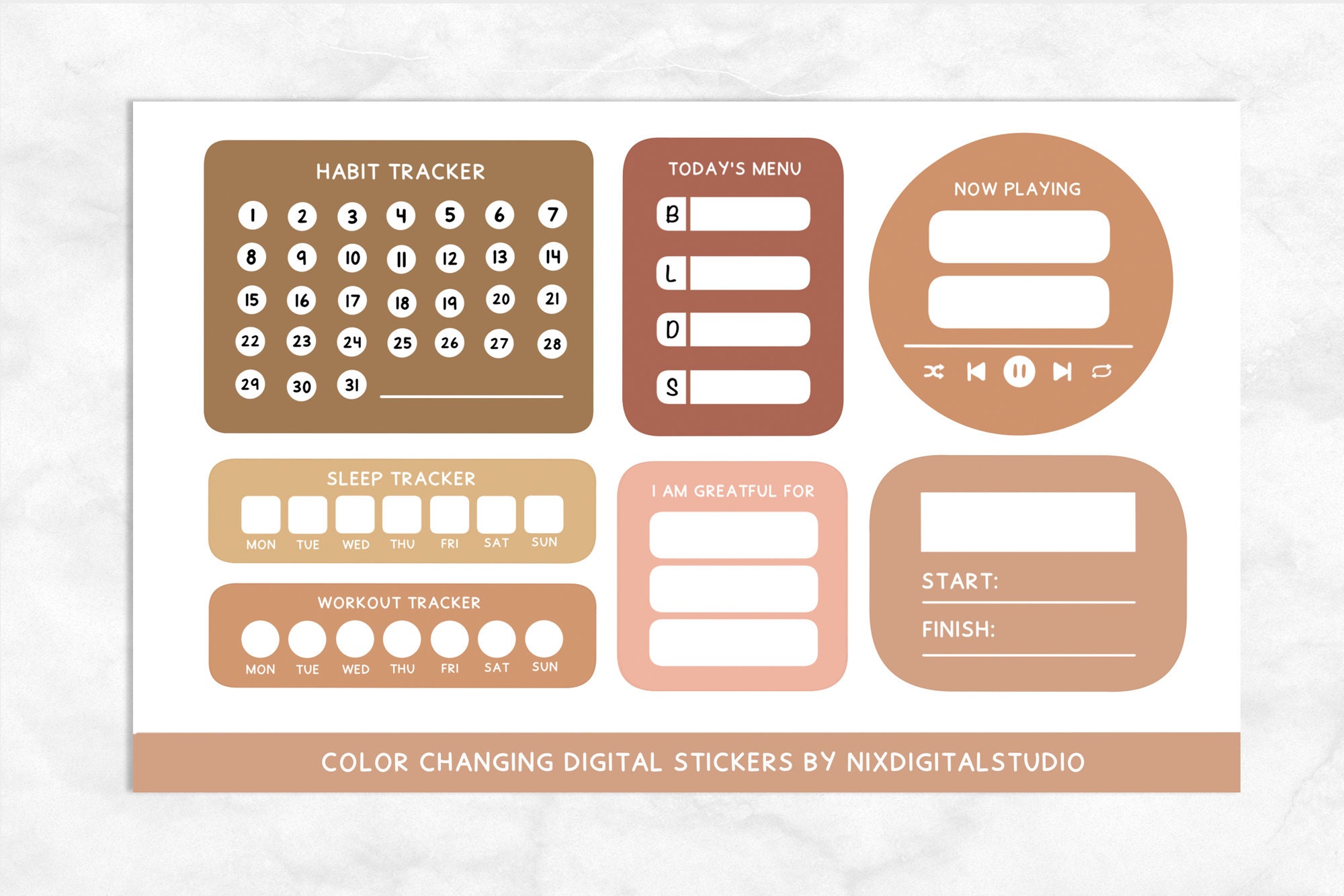 Color Changing Digital Stickers, Calendar Numbers, Goodnotes Stickers ...