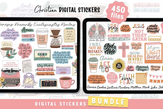 Faith Digital Stickers Bundle for GoodNotes, Christian Stickers, Bible Reading, Devotional Journal Stickers, Jesus Sticky Notes, Praise God,